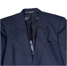 Brooks Brothers Navy Blue Blazer 2 Gold Button 100 Wool Mens Sport Coat Flaw