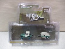 Greenlight Hitch & Tow 1972 Jeep CJ-5 and Tear Drop Trailer Chase 1/64