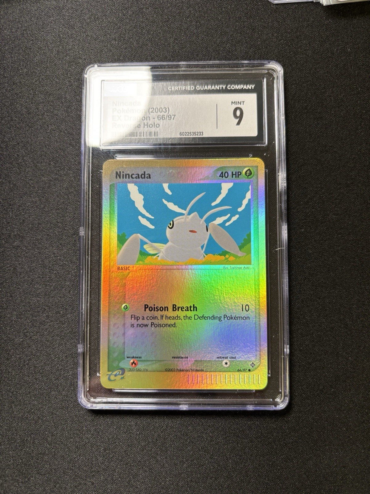 *CGC 9* Nincada Pokémon 2003 EX Dragon 66/97 Reverse Holo Common Vintage