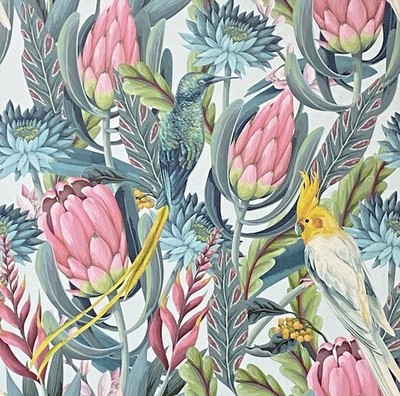 Arthouse Rainforest Escape Vinyltapete exotische Vögel Blätter grün/rosa 297905