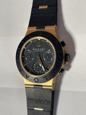 Bvlgari 38mm Diagono Scuba Automatic Chronograph Watch 18k Gold Model AC 38 G