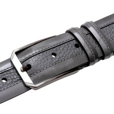 Mezlan Men's Hi-Shine Cordovan  Deerskin Belt in Grey