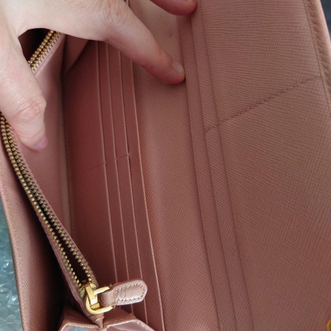 PRADA Saffiano Leather Ribbon Bow Long Wallet Pink With Exterior Back Zipper Pur thumbnail 20