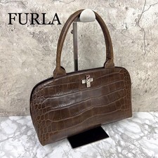 FURLA Handbag, Simple Leather, Stylish Logo, Made in Italy, From Japan, y9627