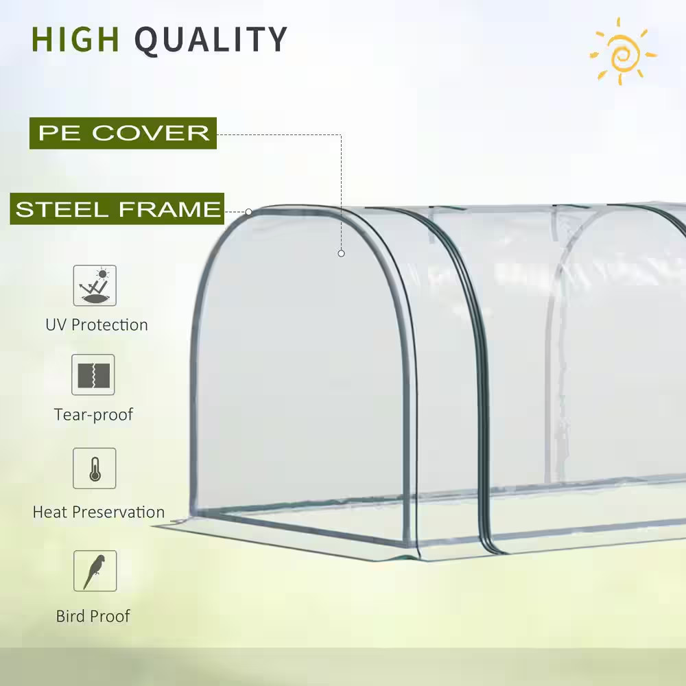 11.5 Ft. L X 3.25 Ft. W X 2.5 Ft. H PVC Metal Tunnel Greenhouse Kit with Durable