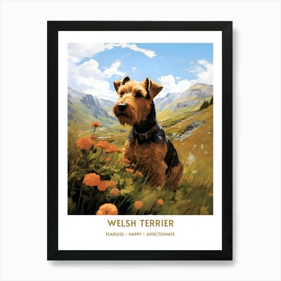 Vintage Welsh Terrier Portrait 2 Ar gerahmtes Wandbild Poster Leinwanddruck Bild