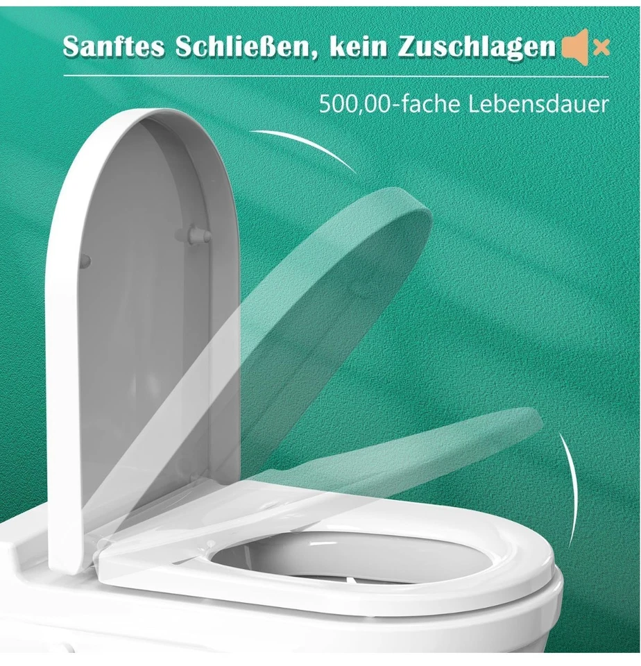STOREMIC Toilettendeckel, WC Sitz mit Absenkautomatik, Klodeckel D-Form mit - Bild 4 von 4
