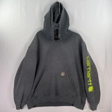 Carhartt Hoodie Mens 2XL Gray Original Fit Neon Logo Pullover Workwear K288-CHH