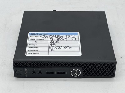Dell OptiPlex 3060 MFF Intel i3-8100T CPU @ 3.10GHz 8GB RAM-No HDD/OS/Adapter