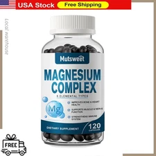 Magnesium Complex Supplement Caps - Mag Glycinate, Citrate, Malate, Oxide 500mg