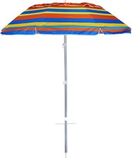 6.5 Ft Beach Umbrella with Sand Anchor  Tilt Mechanism - Heavy Duty Wind Resist