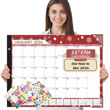 Desk Calendar 2026, 18-Month Large Desk Calendar, Use Now Until Dec 2026, 22"...