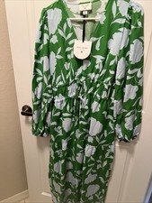 Women’s Size S Green Blue Classic Rose Linen Maxi Dress - Kate Spade NY x Target