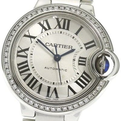 CARTIER Baron blue MM W4BB0016 Diamond Bezel Automatic Boy's Watch_865165