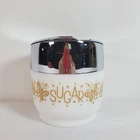 Vintage Gemco Milk Glass Butterfly Gold Pyrex Corning Sugar Bowl Flip Lid USA