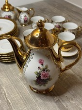 Edles Kaffeeservice Bavaria Germany – 24 Karat Gold & Rosen – 21-teilig
