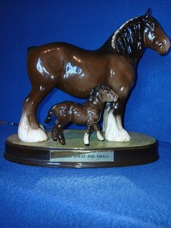 Beswick Horses Great and Small. Model No's 818 Shire and 1034 Shetland Foal.