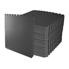 BalanceFrom Puzzle Exercise Mat with EVA Foam Interlocking Tiles - Black