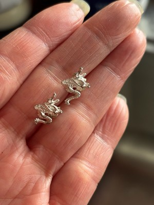 Vintage 925 Sterling Silber Drachen Ohrstecker Neu aus altem Lagerbestand 1,3 Gramm ~ J136