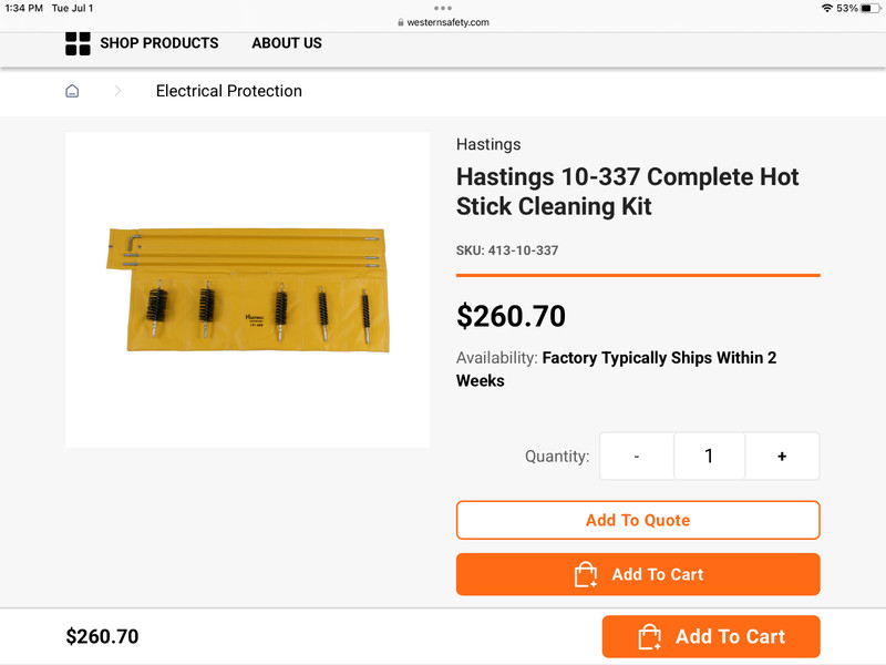 hastings fiberglass hot stick cleaning kit 10-337