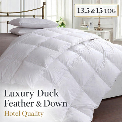 Luxus Entenfedern & Daunen Bettdecke Steppdecke 13,5 & 15 Tog Bettwäsche Hotelqualität