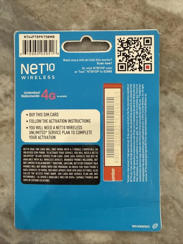 Net10 Wireless Bring Your Own Phone Activation Kit Compatible With T-mobile NEW - Image 2 of 2