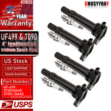 4X Ignition Coil  IRIDIUM Spark Plug For 2006-2011 Hyundai Accent Kia Rio UF499