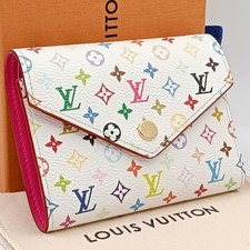 LOUIS VUITTON x Murakami Victorine Wallet Multicolor White M28387 Auth