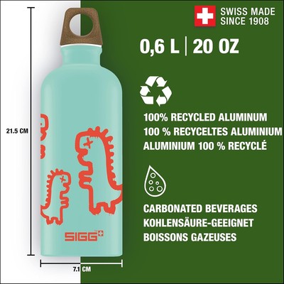 SIGG MyPlanet Aluminum Water Bottle - 20oz, 100% Recycled, Leakproof & BPA Free, Climate Neutral Certified (Light Blue) - View #7