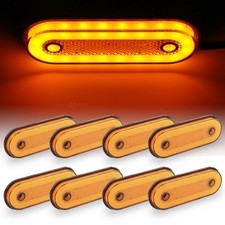 8x Orange Amber Side 20 LED Marker Lights Oval 12V 24V Neon Trailer Truck Lorry