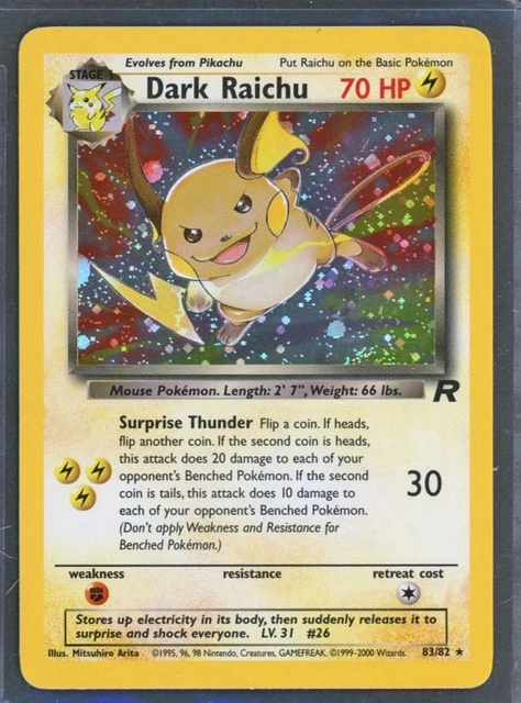 Pokemon Cards - Dark Raichu 83/82 Team Rocket Set Holo eBay Live Fri 11th Jul