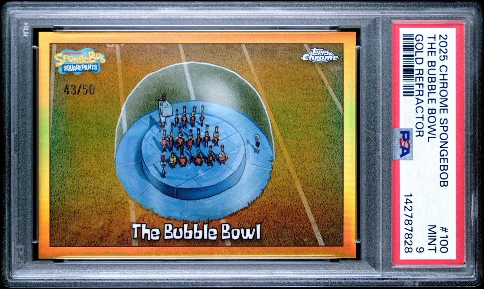 2025 Topps Chrome SpongeBob The Bubble Bowl Gold Refractor /50 PSA 9