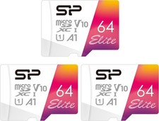 3 Pack 64GB UHS-I Micro SD Cards with SD Adapter Silicon Power Elite Series