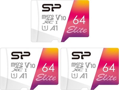3 Pack 64GB UHS-I Micro SD Cards with SD Adapter Silicon Power Elite Series