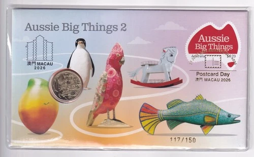 AUSTRALIAN PNC: 2026 $1 BIG THINGS COIN POSTCARD DAY MACAU O/P 117/150 #M1841