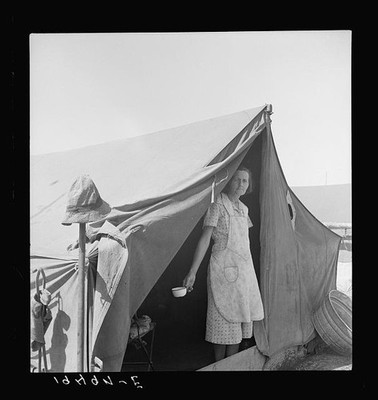 Westley California Arkansas Migrant Woman Contractor Camp 1939 Apr Tent