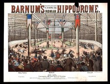 1874 P T Barnum - FANTASTIC - Barnum's Roman Hippodrome - COVER ONLY Sheet Music
