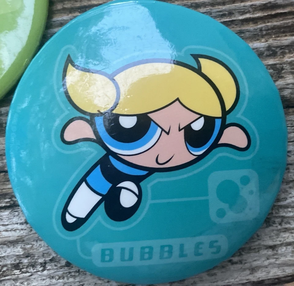 "Juego de 4 botones de red de dibujos animados vintage Power Puff para niñas Mojo Jojo de 3""" Foto 4 de 4