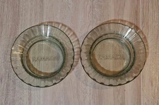 Ramada Inn Hotel Ashtray Round 4.5" Pressed Glass Vintage Set of 2 Fluted Edge