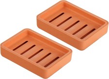Plastic Soap Dish, Soap Bar Holder with Drip Tray, Draining Soap Box for