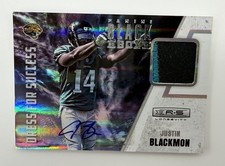 2012 Panini Rookies & Stars Justin Blackmon Black Box 1/1 Rookie Patch Auto JAGS