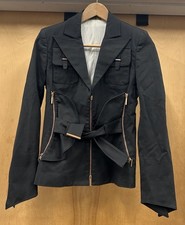 Y2K Fendi Womens Blazer Jacket Size 40 Belted Abstract Designer Black