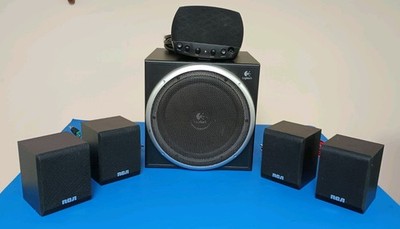 Logitech Z-640 System W/  Sub Woofer, Center Speaker, & RCA Satellite Speakers.