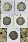 Barber Half Dollar Lot - 5 pcs - Mixed Dates & Mints