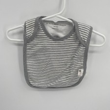 Burt's Bees Baby One Size Gray Striped Pullover Bib Terry Cloth Back Foldover