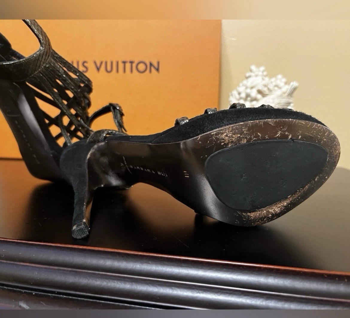 BARBARA BUI Pewter Colored Python Embossed Platfo… - image 3