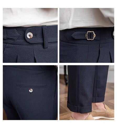 Summer Men's Naples Mid-high Waist Straight Casual Dress Pants British Trousers - Bild 8 von 21