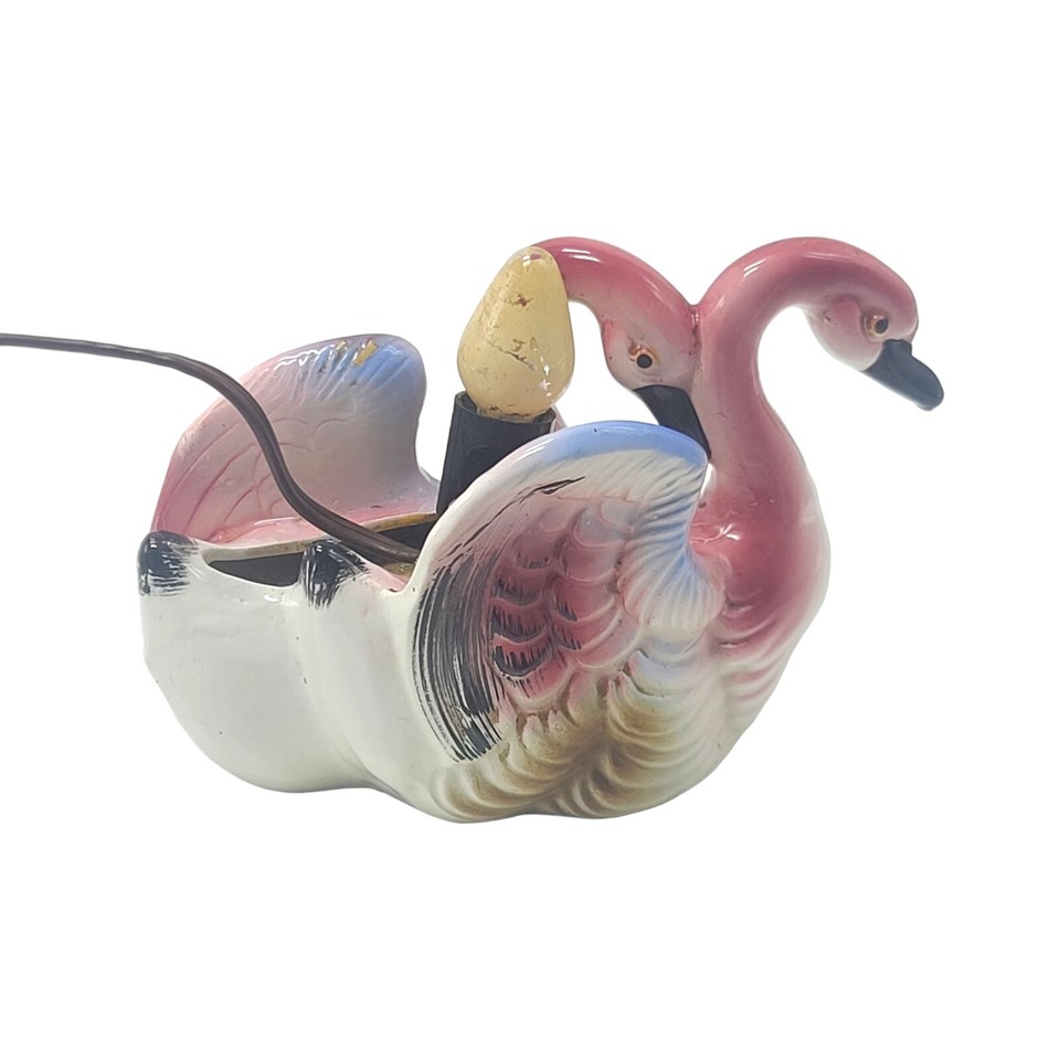 Vintage 1950s Retro Flamingo TV Lamp Night Light Working Pair Of Birds