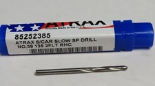 ATRAX #38 135º SPIRAL FLUTE SOLID CARBIDE SCREW MACHINE DRILL BIT,1-13/16" OAL 