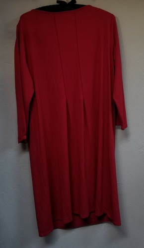 J. Jill Wearever Medium Boat Neck Red 3/4 Sleeve Pleated Shift Dress Casual - Picture 2 of 5